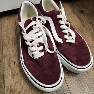 Vans Burgundy and White Sneakers